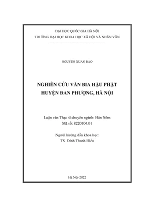 Luận văn thạc sĩ hán nôm nghiên cứu văn bia hậu phật huyện đan phượng hà nội
