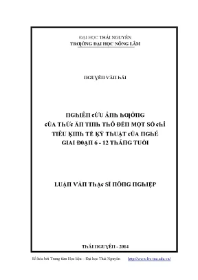 Luận văn nghiên cứu ảnh hưởng của thức ăn tinh thô đến một số chỉ tiêu kinh tế kỹ thuật của nghé giai đoạn 6 12 tháng tuổi