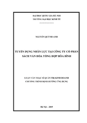 Luận văn tuyển dụng nhân lực tại công ty cổ phần sách văn hóa tổng hợp hòa bình