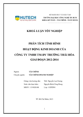 Luận văn phân tích tình hình hoạt động kinh doanh của công ty tnhh tm dv trường thái hòa giai đoạn 2012 2014