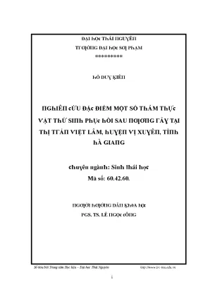 Luận văn nghiên cứu đặc điểm một số thảm thực vật thứ sinh phục hồi sau nương rẫy tại thị trấn việt lâm huyện vị xuyên tỉnh hà giang