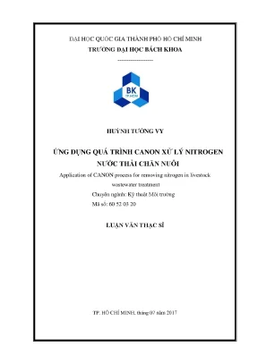 Luận văn thạc sĩ kỹ thuật môi trường ứng dụng quá trình canon xử lý nitrogen nước thải chăn nuôi