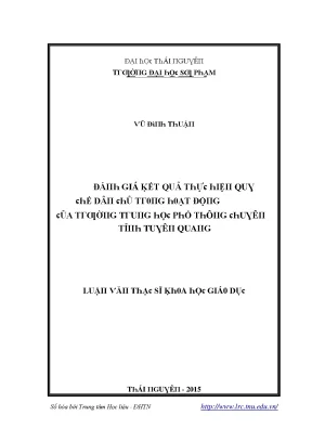 Luận văn đánh giá kết quả thực hiện quy chế dân chủ trong hoạt động của trường trung học phổ thông chuyên tỉnh tuyên quang