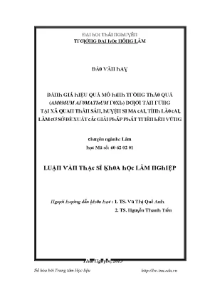 Luận văn đánh giá mô hình trồng thảo quả amomun aromaticum roxb dưới tán rừng tại xã quan thần sán huyện si ma cai tỉnh lào cai làm cơ sở đề xuất các giải pháp phát triển bền vững