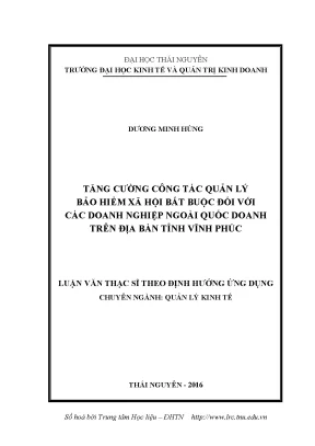 Luận văn tăng cường công tác quản lý bảo hiểm xã hội bắt buộc đối với các doanh nghiệp ngoài quốc doanh