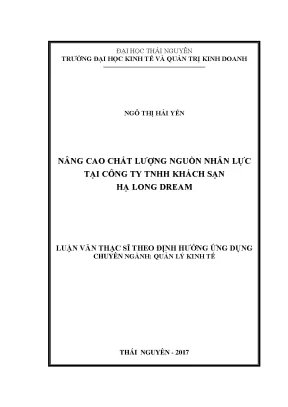 Luận văn nâng cao chất lượng nguồn nhân lực tại công ty tnhh khách sạn hạ long dream