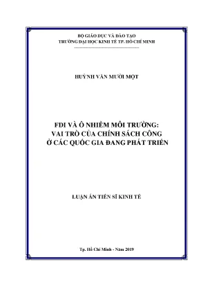 Luận văn fdi và ô nhiễm môi trường vai trò của chính sách công ở các quốc gia đang phát triển