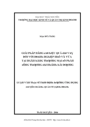 Luận văn giải pháp nâng cao hiệu quả cho vay đối với doanh nghiệp nhỏ và vừa tại ngân hàng thương mại cổ phần công thương chi nhánh hải dương