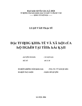 Luận văn đặc trưng kinh tế và xã hội của hộ nghèo tại tỉnh bắc kạn