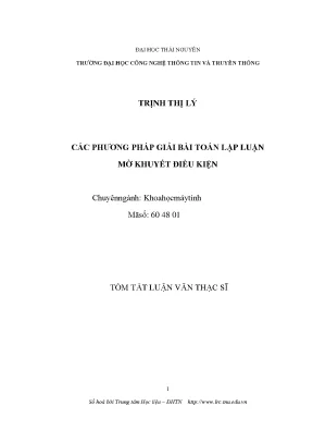 Luận văn các phương pháp giải bài toán lập luận mờ khuyết điều kiện