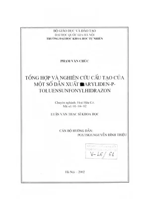 Luận văn thạc sĩ tổng hợp và nghiên cứu cấu tạo của một số dẫn xuất aryliden p toluensunfonylhidrazon
