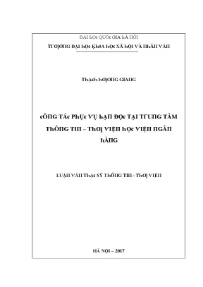 Luận văn công tác phục vụ bạn đọc tại trung tâm thông tin thư viện học viện ngân hàng