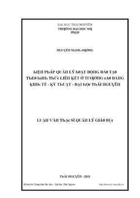 Luận văn biện pháp quản lý hoạt động đào tạo theo hình thức liên kết ở trường cao đẳng kinh tế kỹ thuật đại học thái nguyên