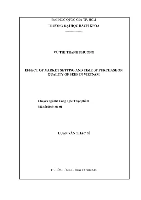 Luận văn thạc sĩ công nghệ thực phẩm effect of market setting and time of purchase on quality of beef in vietnam
