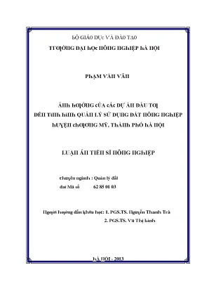 Luận văn ảnh hưởng của các dự án đầu tư đến tình hình quản lý sử dụng đất nông nghiệp huyện chương mỹ thành phố hà nội