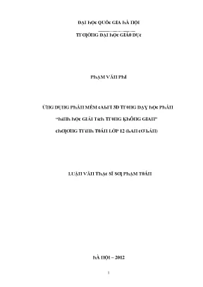 Luận văn ứng dụng phần mềm cabri 3d trong dạy học phần hình học giải tích trong không gian chương trình toán lớp 12 ban cơ bản