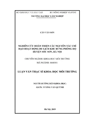 Luận văn nghiên cứu hoàn thiện các nguyên tắc chỉ đạo hoạt động du lịch khu rừng phòng hộ huyện sóc sơn hà nội