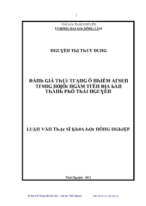 Luận văn đánh giá thực trạng ô nhiễm arsen trong nước ngầm trên địa bàn thành phố thái nguyên