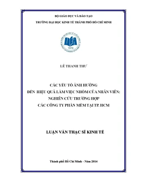 Luận văn các yếu tố ảnh hưởng đến hiệu quả làm việc nhóm của nhân viên nghiên cứu trường hợp các công ty phần mềm tại tp hcm