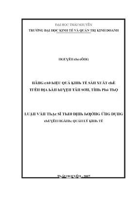 Luận văn nâng cao hiệu quả kinh tế sản xuất chè trên địa bàn huyện tân sơn tỉnh phú thọ
