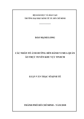 Luận văn các nhân tố ảnh hưởng đến hành vi mua quần áo trực tuyến khu vực thành phố hồ chí minh