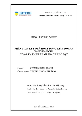 Luận văn phân tích kết quả hoạt động kinh doanh xăng dầu của công ty tnhh phan trần phúc đạt