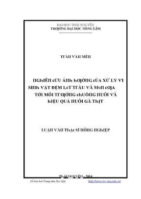 Luận văn nghiên cứu ảnh hưởng của xử lý vi sinh vật đệm lót trấu và mùn cưa tới môi trường chuồng nuôi và hiệu quả nuôi gà thịt