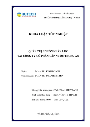 Luận văn quản trị nguồn nhân lực tại công ty cổ phần cấp nước trung an