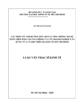 Luận văn các nhân tố ảnh hưởng đến chất lượng thông tin kế toán trên báo cáo tài chính của các doanh nghiệp xây dựng vừa và nhỏ trên địa bàn tp hồ chí minh