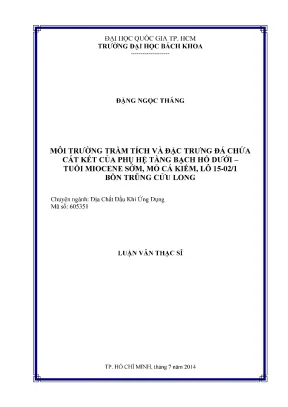 Luận văn thạc sĩ địa chất dầu khí ứng dụng môi trường trầm tích và đặc trưng đá chứa cát kết của phụ hệ tầng bạch hổ dưới tuổi miocene sớm mỏ cá kiếm lô 15 02