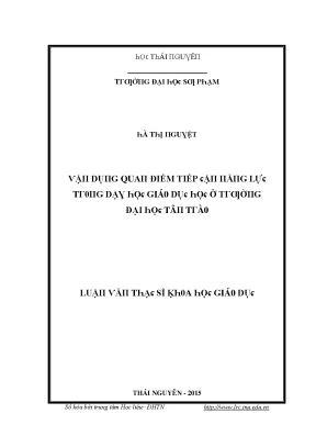 Luận văn vận dụng quan điểm tiếp cận năng lực trong dạy học giáo dục ở trường đại học tân trào