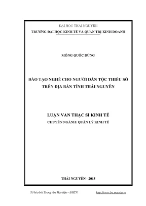 Luận văn đào tạo nghề cho người dân tộc thiểu số trên địa bàn tỉnh thái nguyên