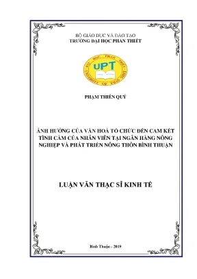 Ảnh hưởng của văn hoá tổ chức đến cam kết tình cảm của nhân viên tại ngân hàng nông nghiệp và phát triển nông thôn bình thuận