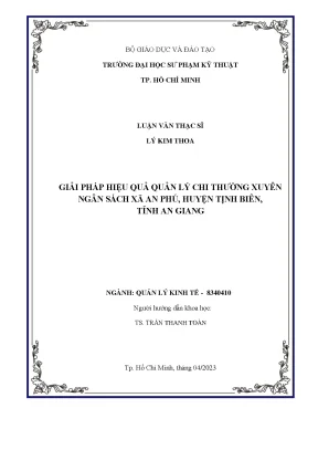 Luận văn thạc sĩ quản lý kinh tế giải pháp hiệu quả quản lý chi thường xuyên ngân sách xã an phú huyện tịnh biên tỉnh an giang