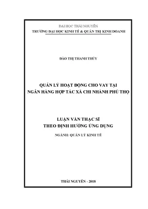 Luận văn quản lý hoạt động cho vay tại ngân hàng hợp tác xã chi nhánh phú thọ