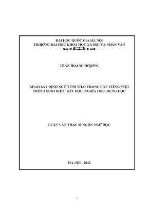 Luận văn khảo sát định ngữ tỉnh thái trong câu tiếng việt trên ba bình diện