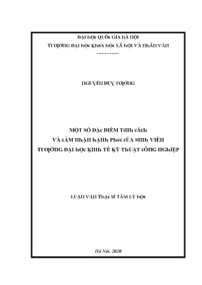 Luận văn một số đặc điểm tính cách và cảm nhận hạnh phúc của sinh viên trường đại học kinh tế kỹ thuật công nghiệp