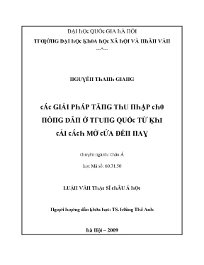 Luận văn các giải pháp tăng thu nhập cho nông dân ở trung quốc từ khi cải cách mở của đến nay