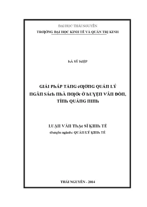 Luận văn giải pháp tăng cường quản lý ngân sách nhà nước ở huyện vân đồn tỉnh quảng ninh