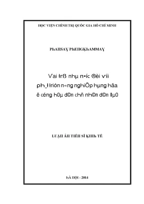 Luận văn vai trò nhà nước đối với phát triển nông nghiệp hàng hoá ở cộng hoà dân chủ nhân dân lào