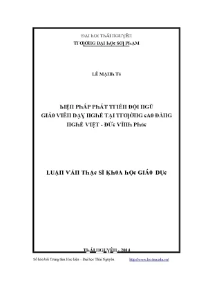 Luận văn biện pháp phát triển đội ngũ giáo viên dạy nghề tại trường cao đẳng nghề việt đức vĩnh phúc