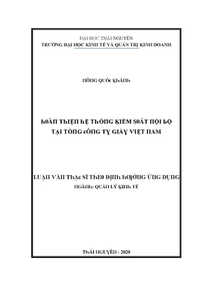 Luận văn hoàn thiện hệ thống kiểm soát nội bộ tại tổng công ty giấy việt nam