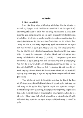 Luận văn thạc sĩ phát triển nguồn nhân lực con người trong sự nghiệp công nghiệp hóa hiện đại hóa ở tỉnh nam định hiên nay