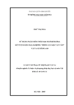 Luận văn sử dụng phần mềm toán học mathematica hỗ trợ giảng dạy chương động lực học vật rắn vật lí 12 nâng cao