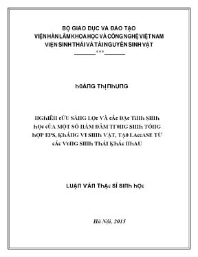 Luận văn nghiên cứu sàng lọc và các đặc tính sinh học của một số nấm đảm trong sinh tổng hợp eps kháng vi sinh vật tạo laccase từ các vùng sinh thái khác nhau