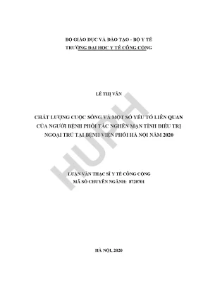 Chất lượng cuộc sống và một số yếu tố liên quan của người bệnh phổi tắc nghẽn mạn tính điều trị ngoại trú tại bệnh viện phổi hà nội năm 2020