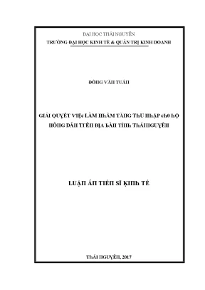 Luận văn giải quyết việc làm nhằm tăng thu nhập cho hộ nông dân trên địa bàn tỉnh thái nguyên