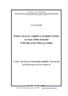 Luận văn nâng cao chất lượng lao động trong các khu công nghiệp trên địa bàn tỉnh bắc ninh