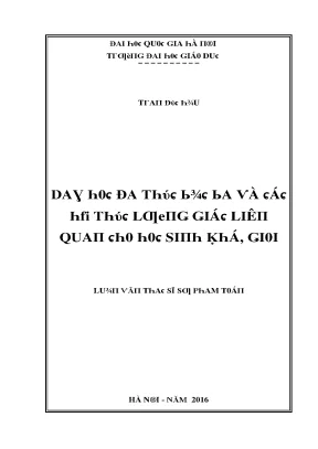 Luận văn dạy học đa thức bậc ba và các hệ thức lượng giác liên quan cho học sinh khá giỏi