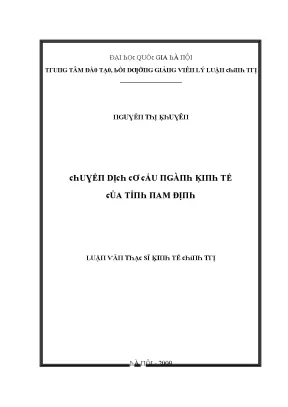 Luận văn chuyển dịch cơ cấu ngành kinh tế của tỉnh nam định